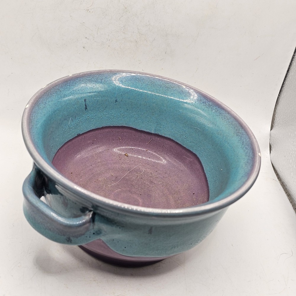 Studio Art Pottery Soup Bowl With Handle Signed Delores Rader Vintage 1997