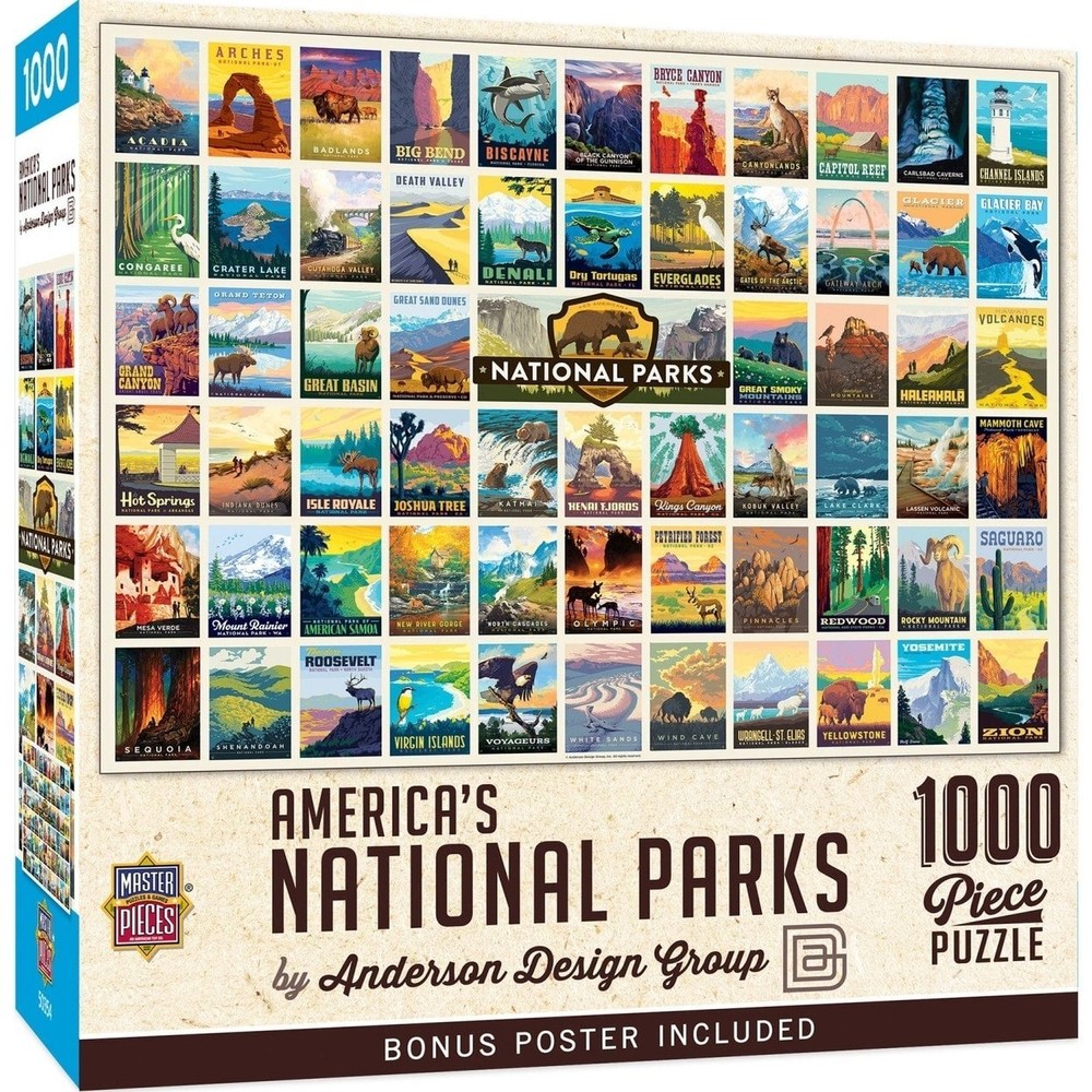 National Parks Vintage Collage Puzzle 1000 Piece Masterpieces 19.25X26.75 Inches