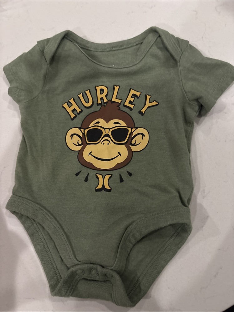 Hurley Brand Baby One Piece Bodysuit Size 3 Months, Monkey