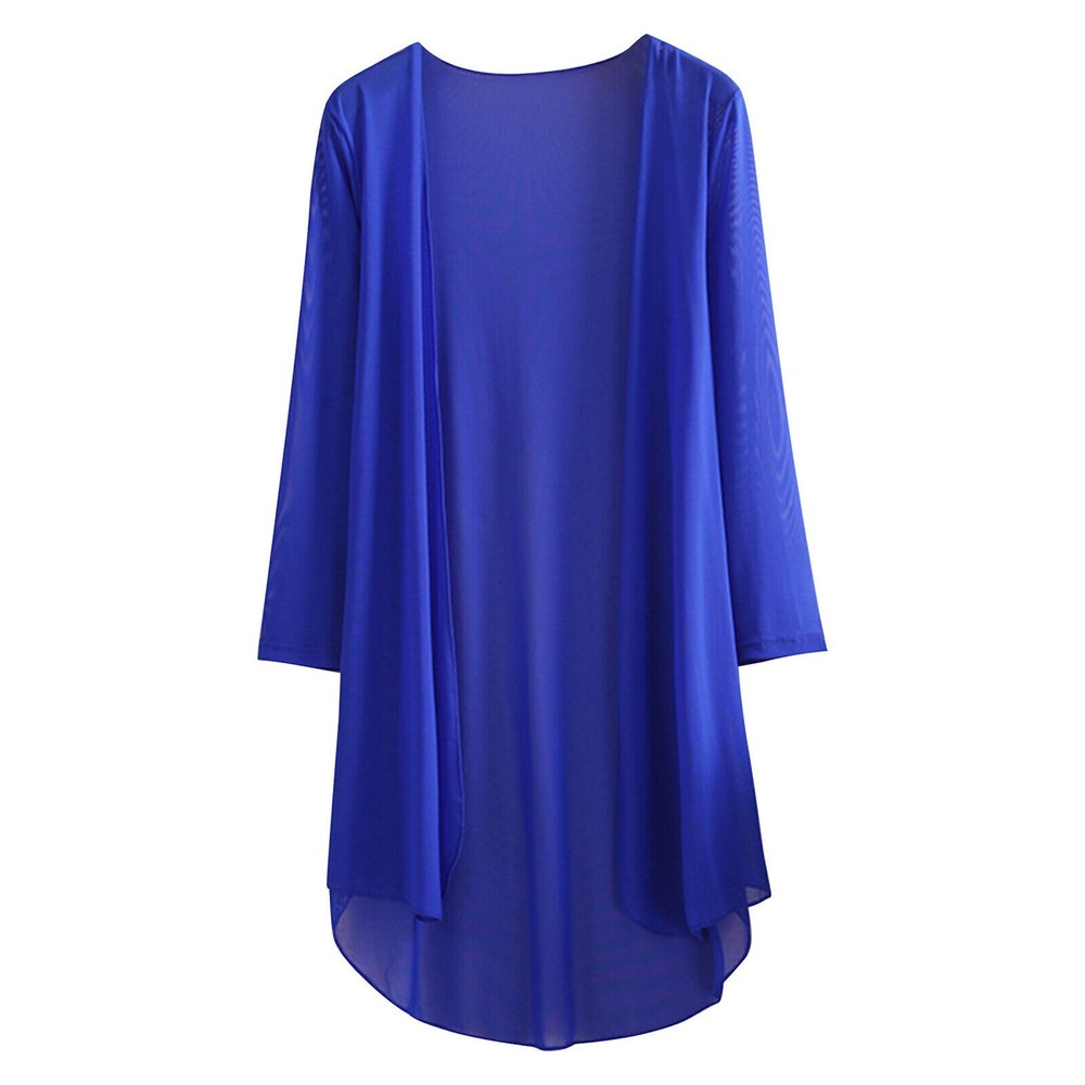 Womens Chiffon Bolero Sheer Mesh Shrug Cover Up Jacket 3/4 Sleeve Cardigan