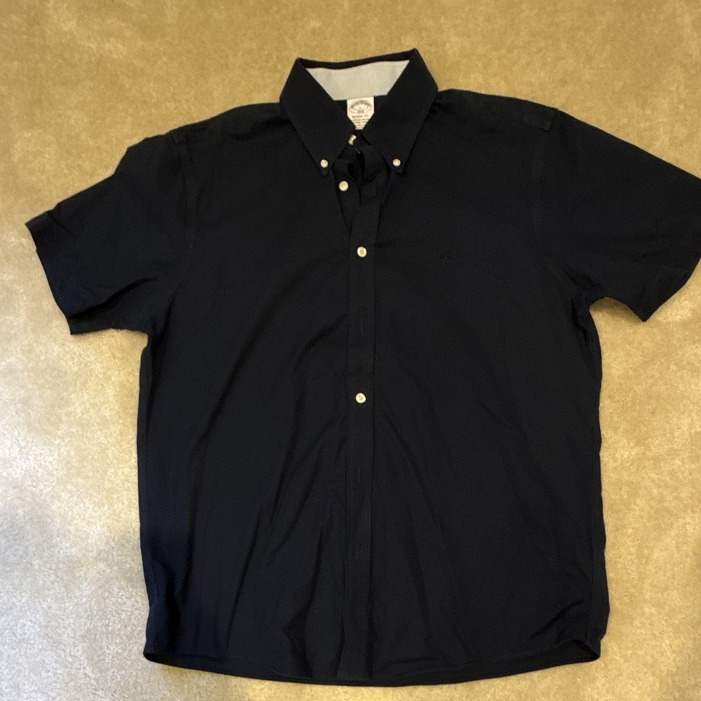 Brooks Brothers 1818 Regent Fit L Non-Iron Stretch Cotton Woven Blue SS