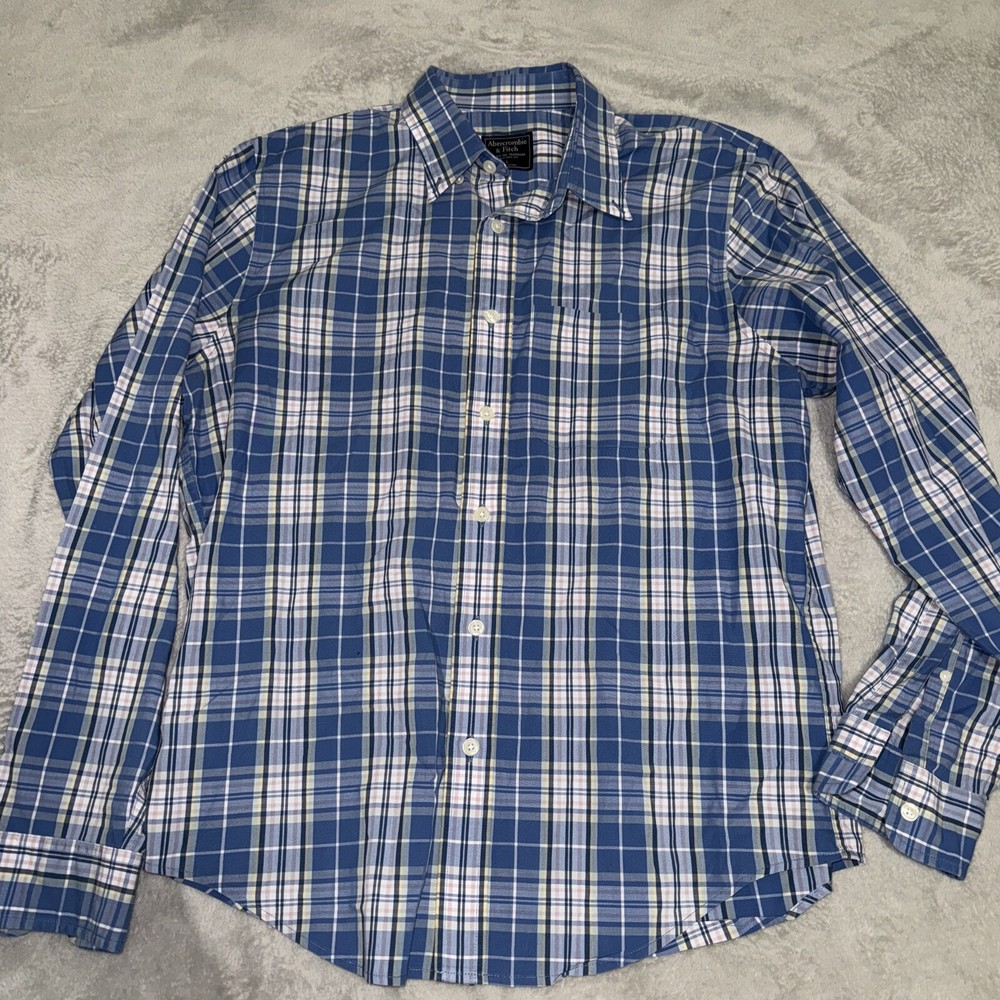 Abercrombie & Fitch Big Shirt Mens Large Blue Long Sleeve Button Down
