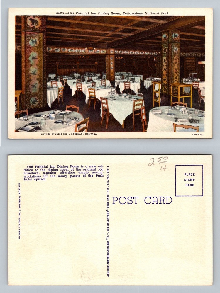 Yellowstone, WY-Wyoming, Old Faithful Inn Dining Room Interior Tables Postcard