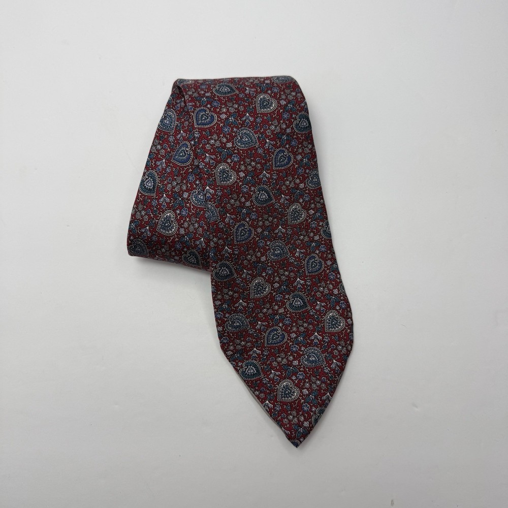 Vintage Christian Dior Monsieur Men’s 100% Silk Tie Geometric Pattern Blue Red