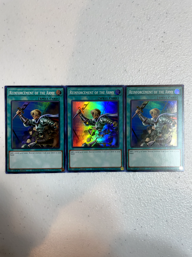 YuGiOh Reinforcement of the Army Super Rare 3x RA01-EN051 Playset RA01