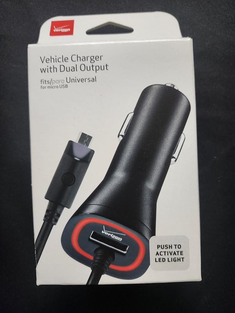 Verizon Vehicle Charger with Dual Output fits Universal for micro USB