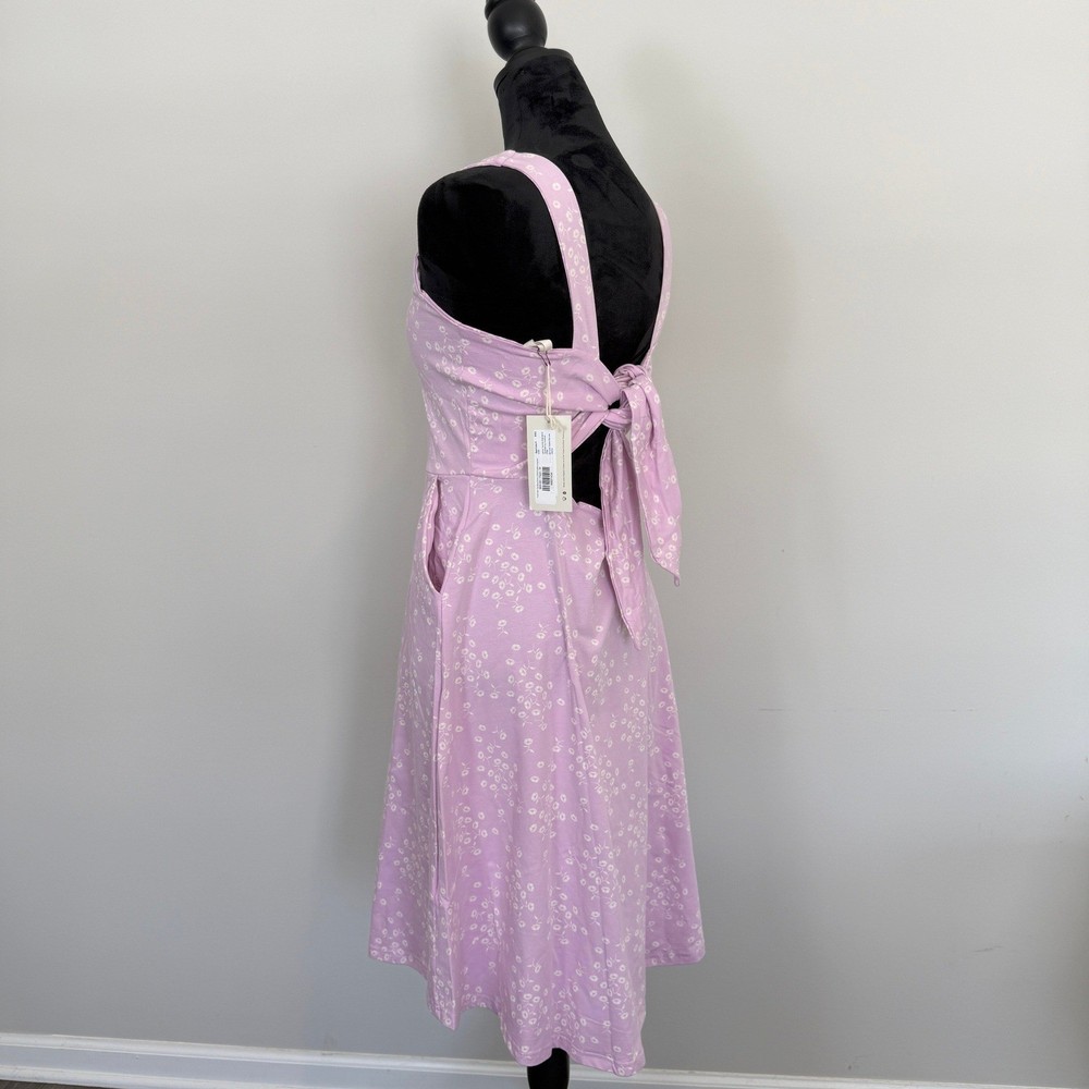 Pact Lilac Floral Tie Back Cutout Sundress Medium Cottage Garden Spring Summer