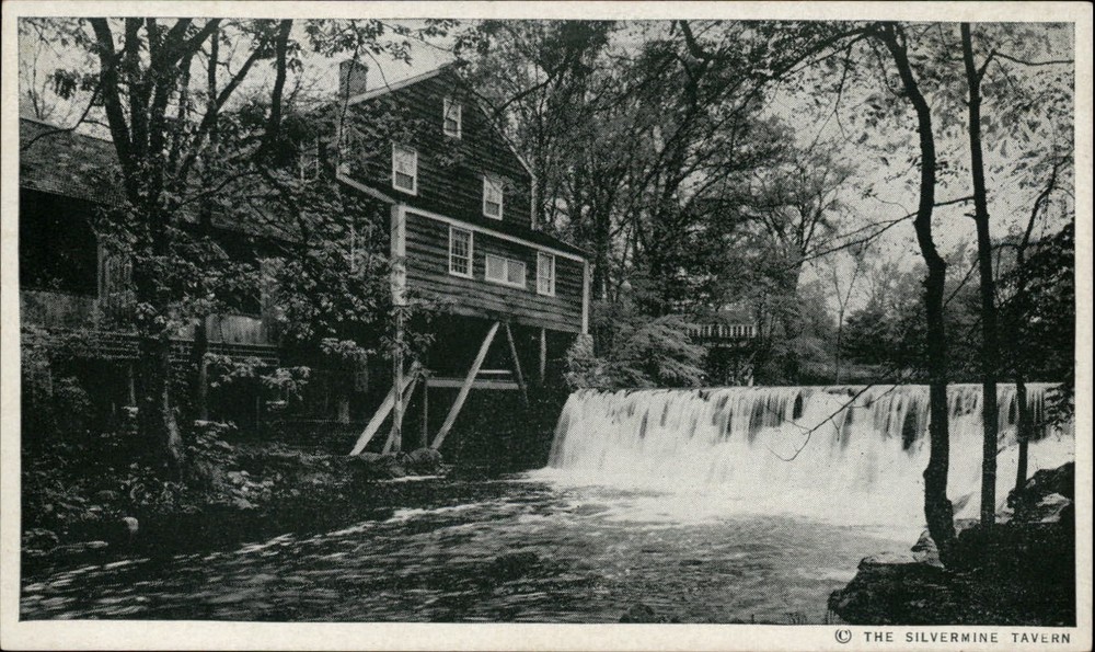 Norwalk Connecticut ~ Old Mill ~ at Silvermine Tavern ~ waterfall ~ postcard
