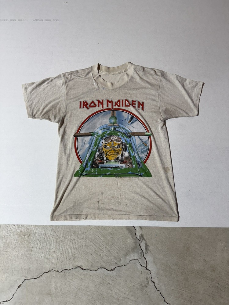 Vintage Iron Maiden T-Shirt 1984 Aces High Shirt Large Eddie VTG Heavy Metal Tee