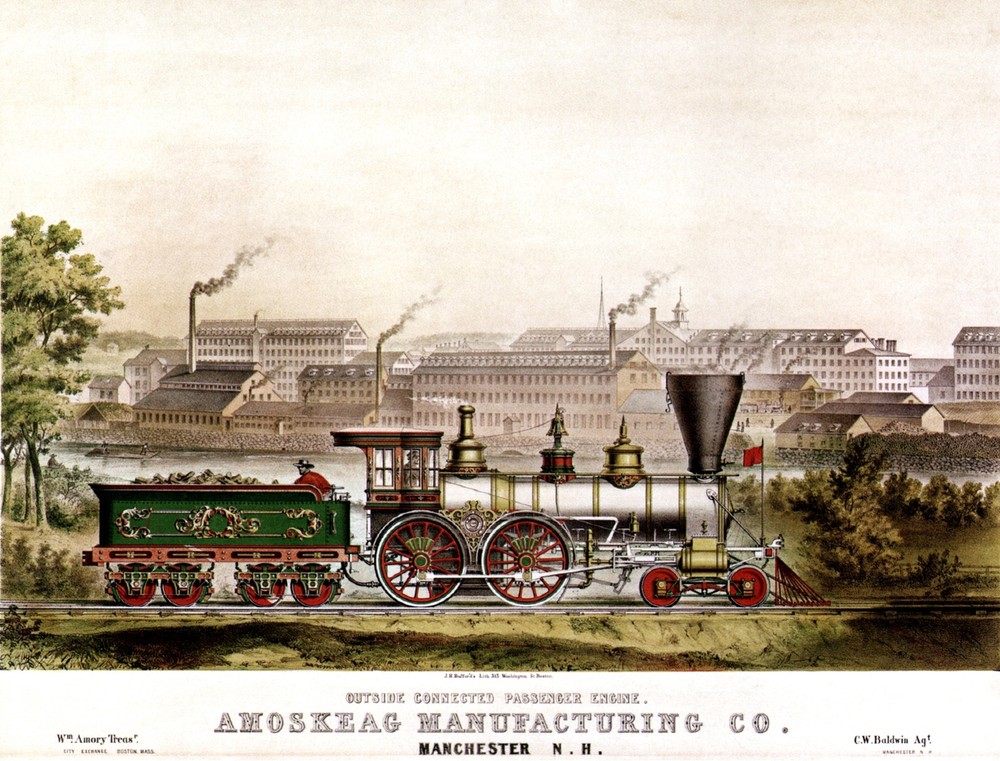 3579.Amoskag Manufacturing passenger engine travel POSTER.Home School art decor