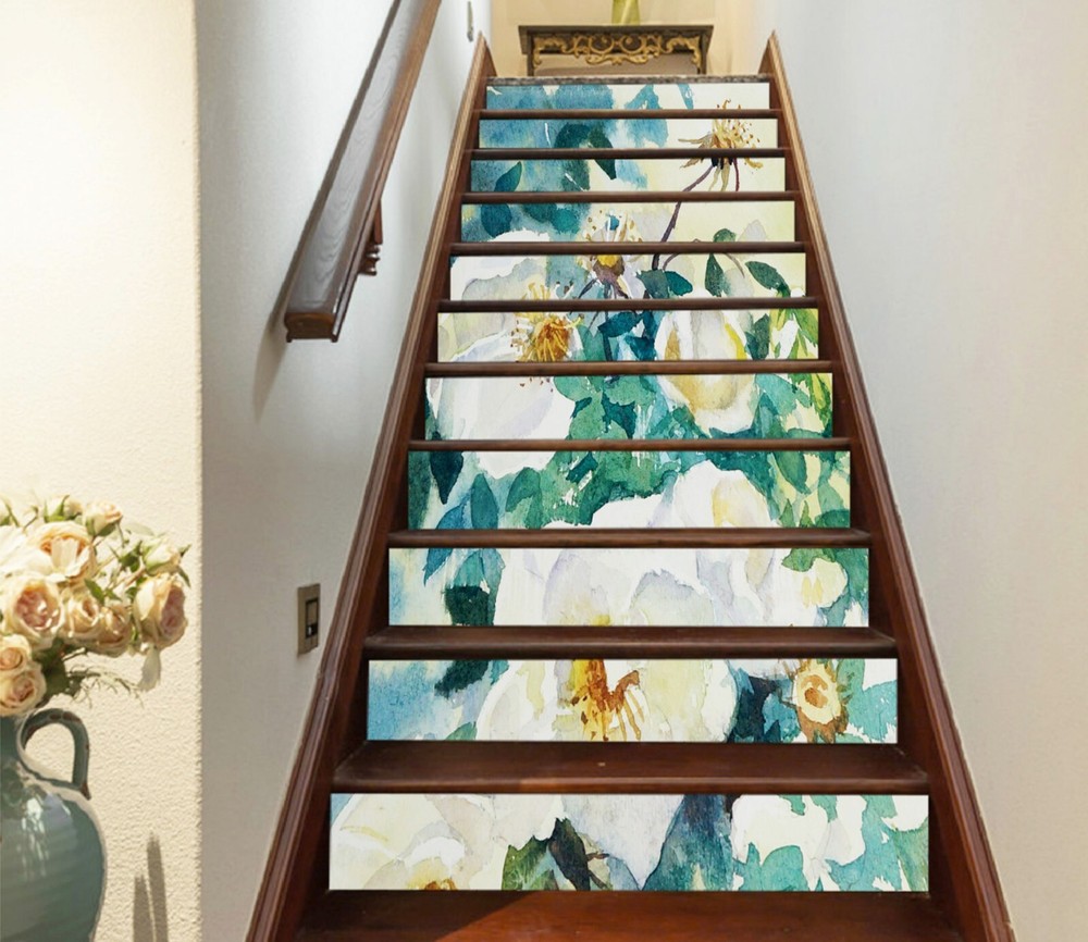 3D Vintage Art Flower AZ479 Stair Risers Decoration Mural Vinyl Wallpaper Kay