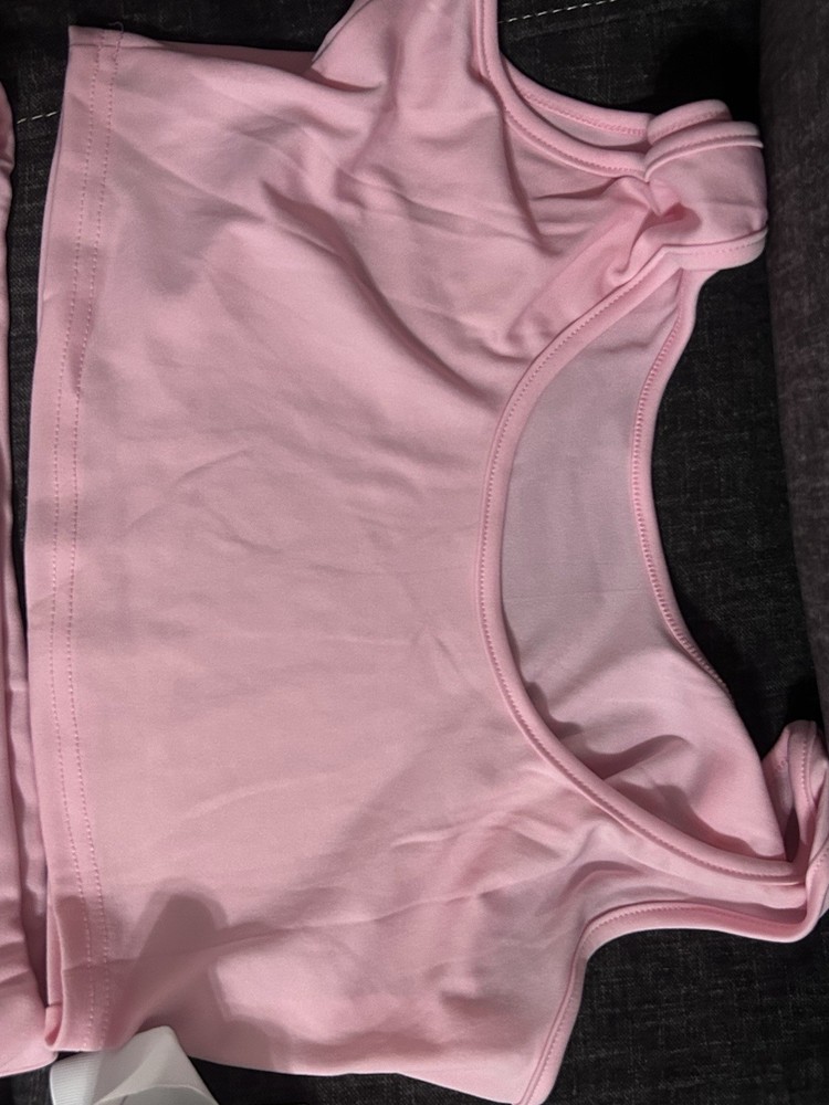 Women's Pink Sleeveless Top, Skirt, and White Bow 3-Piece Set Size M