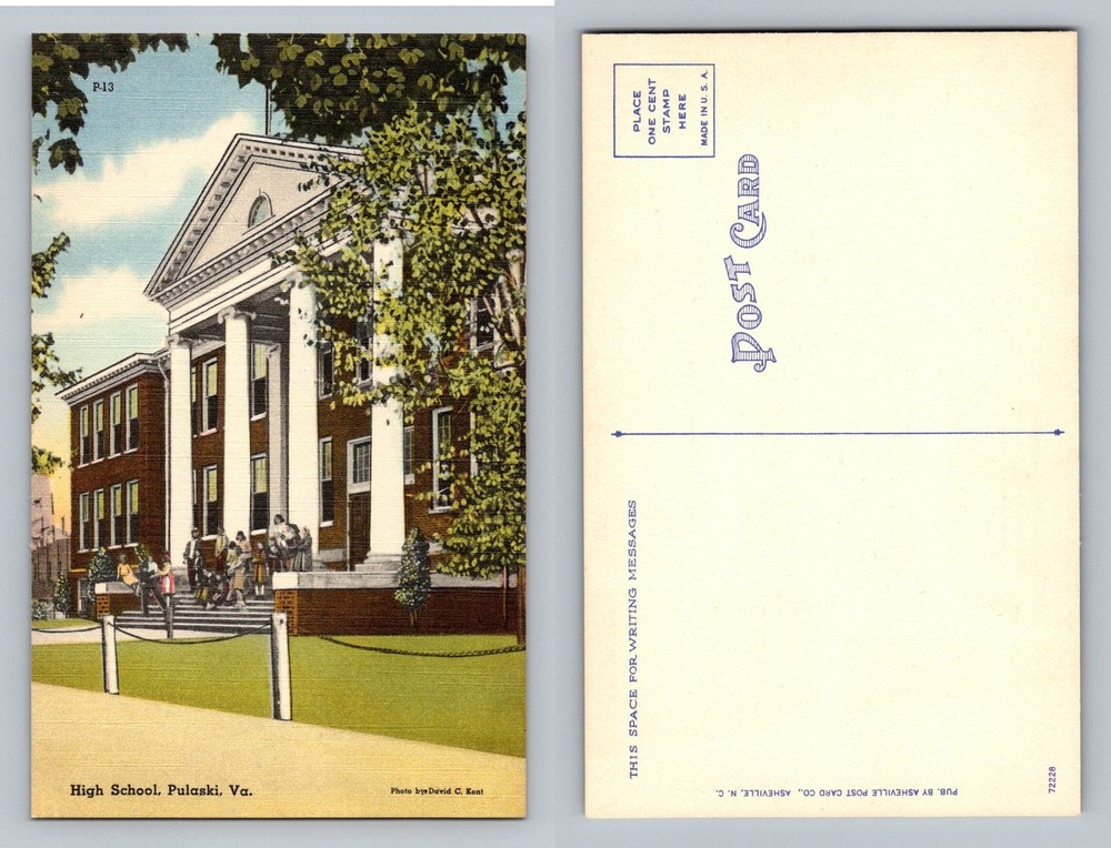 Pulaski, VA-Virginia, High School Red Brick Building Vintage Postcard