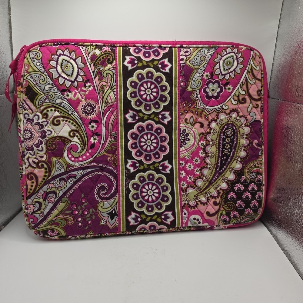 Vera Bradley Laptop Case Sleeve Retired Pink Paisley Floral Padded Zip NWOT