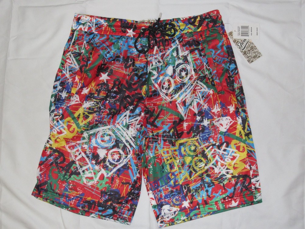 Drill Clothing Fresh Prints Abstract Graffiti Shorts Multicolor Size Medium NEW!-image