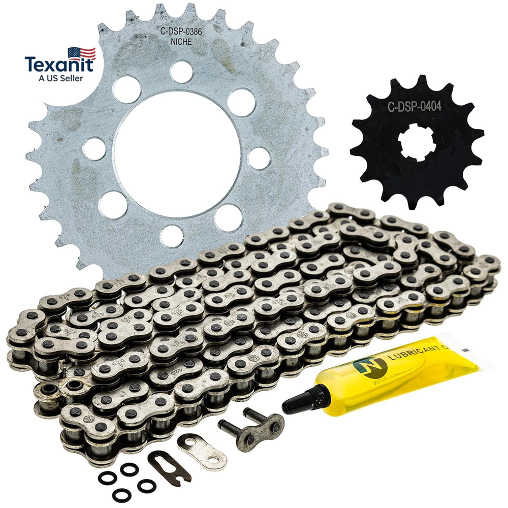 Drive Sprocket Chain Combo for Kawasaki Z125 Pro Front 14 Rear 30 Tooth 420 O-Ri