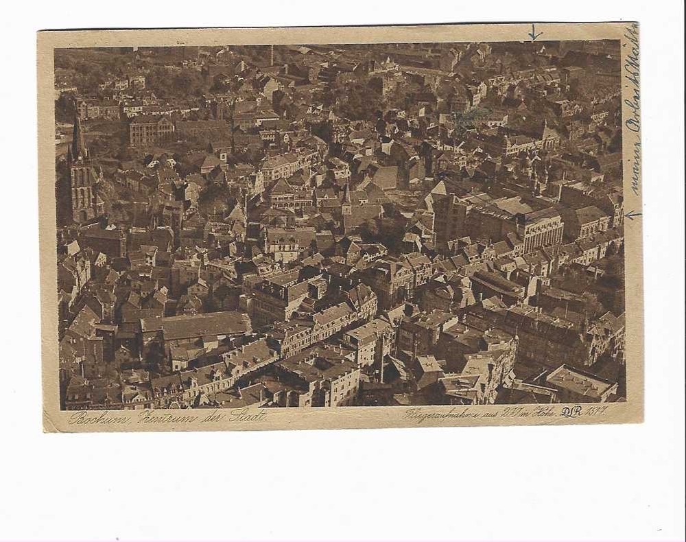 Postcard Bochum aerial photo aerial photo stamp 1922