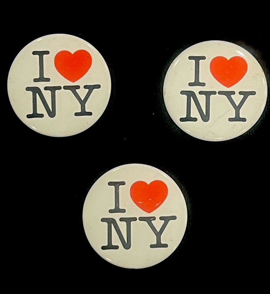 Vintage I Love NY Pinback Buttons Lot of 3 – Classic New York Souvenir Badges