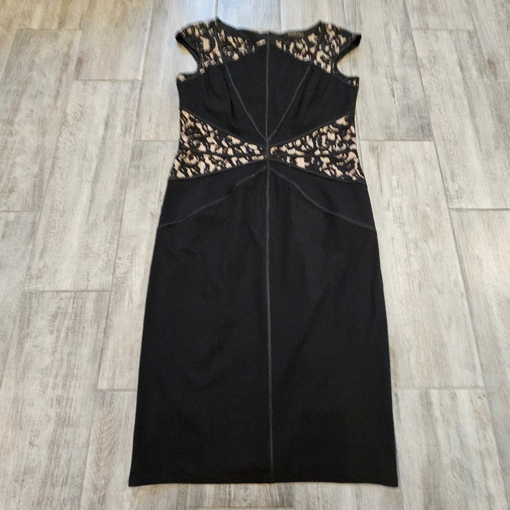 Tadashi Shoji Lace Inset Jersey Sheath Dress Women’s XL Black Evening Cocktail