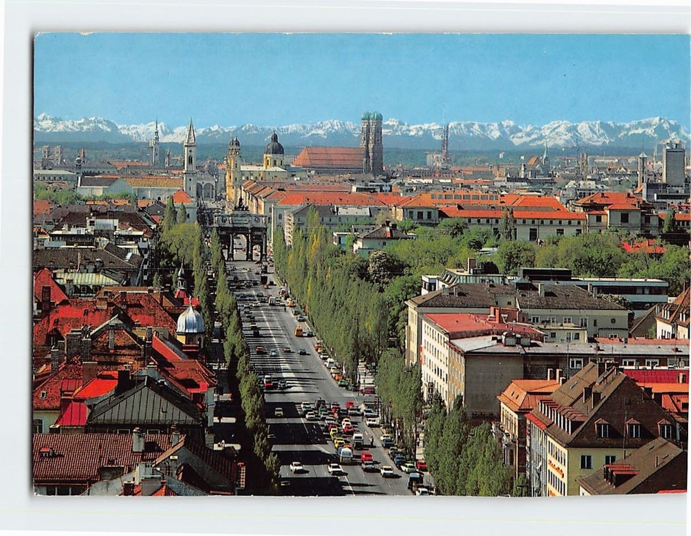 Postcard Aerial View Ludwigstraße in Munich Germany