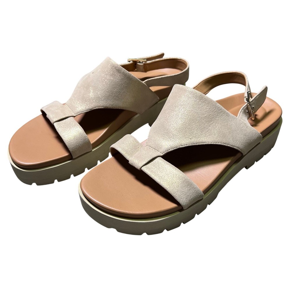 Vionic Alondra Gold Leather Lug Platform Sandal Size 9.5 US 40.5 EU