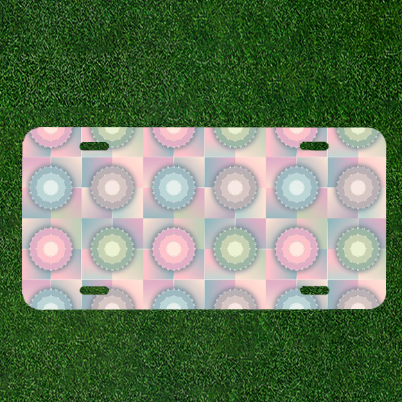 Custom Personalized Car License Plate With Seamless Pattern Pastels Background