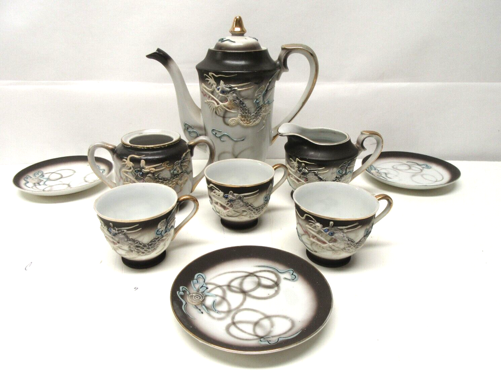 Vintage Dragon Ware Moriage 10 Pc Tea Set!! Stunning Dragons!! See List/Pics!!