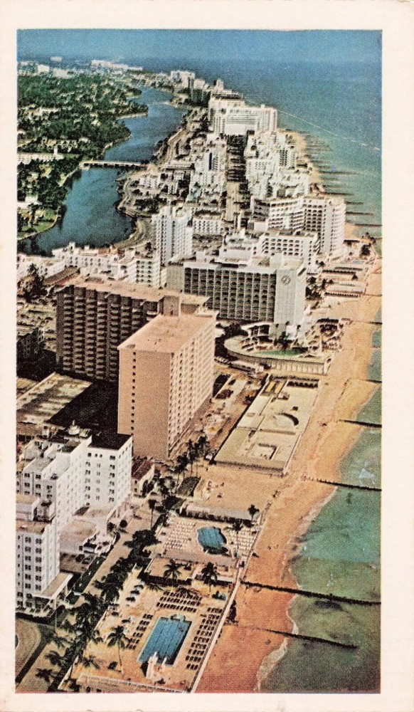 Aerial View of Hotel Row - Miami Beach Florida FL - Postcard