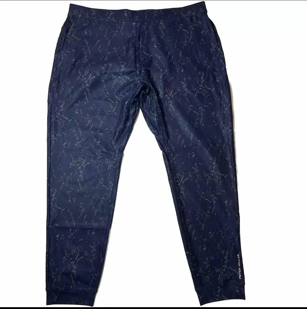 PETER MILLAR Men's Golf Atlas Performance Jogger Pants XXL in ACTIVE Navy Blue $100
