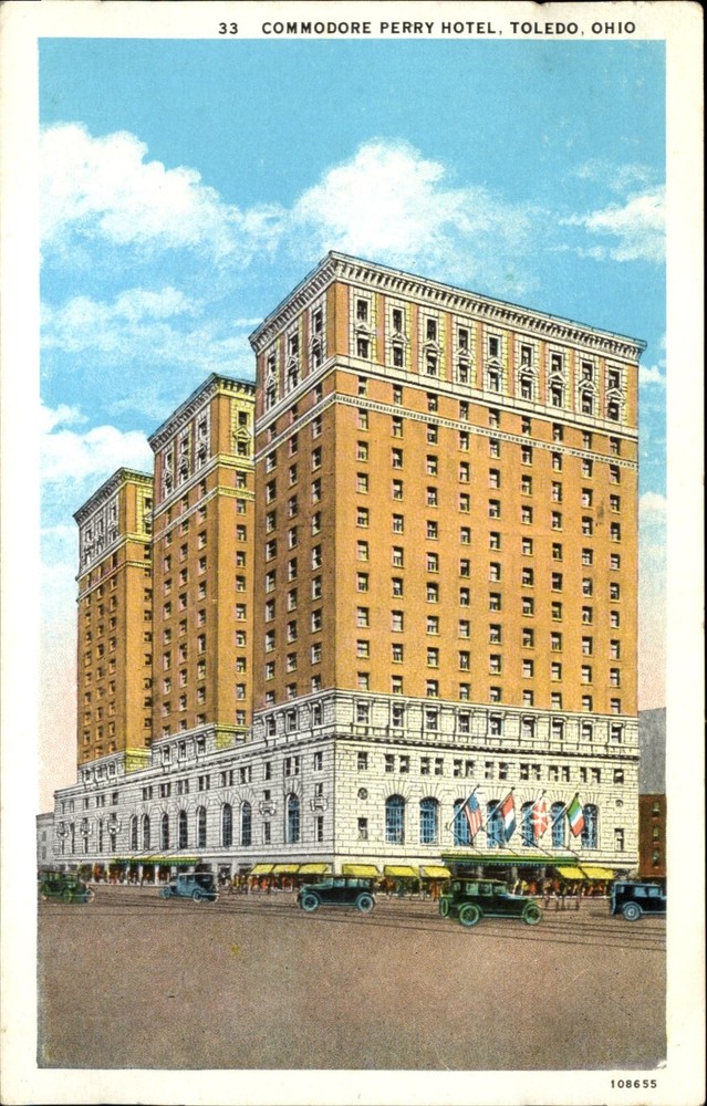 Commodore Perry Hotel ~ Toledo Ohio OH ~ unused 1920s-1930s postcard