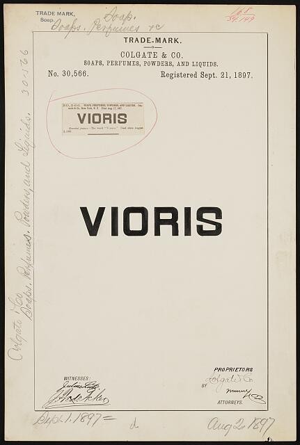 Colgate & Co. for Vioris brand Soaps, Perfumes, Powders, and Liquids