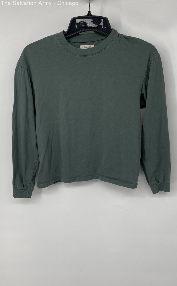 Madewell Womens Green Long Sleeve Crew Neck Pullover T-Shirt Size X-Small
