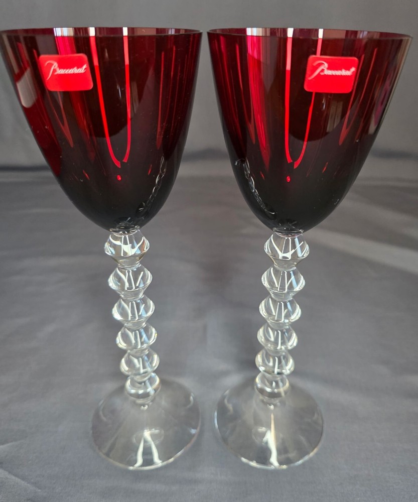 BACCARAT VEGA RUBY RED RHINE WINE GLASS - Set of 2 - Individually Boxed