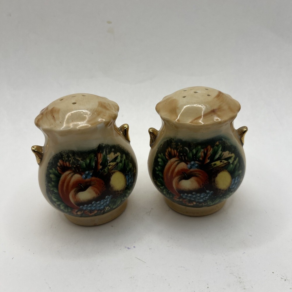 Vintage Enesco Fall Harvest Porcelain Salt and Pepper Shaker Set  