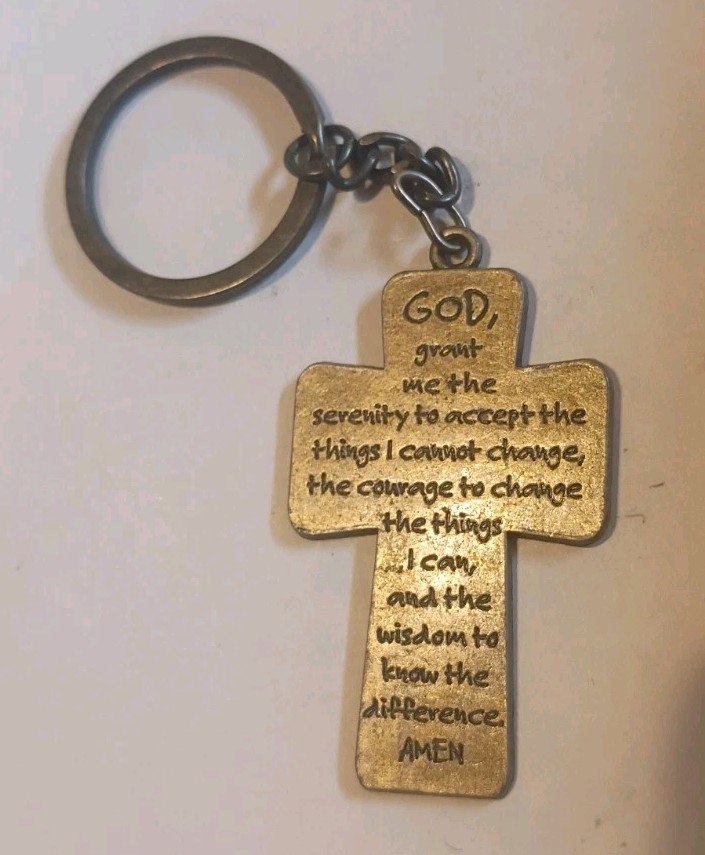 Serenity Prayer Cross Keychain