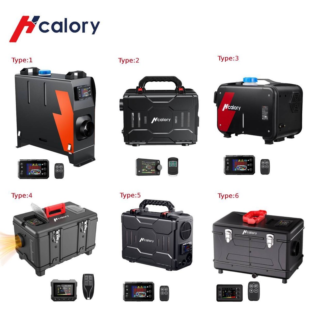 Hcalory 5-8KW 12V Diesel Air Heater With bluetooth and Adapter Parking Heater