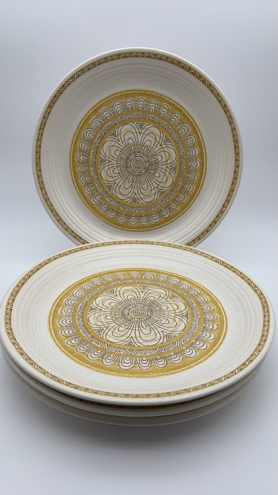 4 Dinner Plates Vintage Franciscan Earthenware Hacienda Gold 10.75” Made In USA