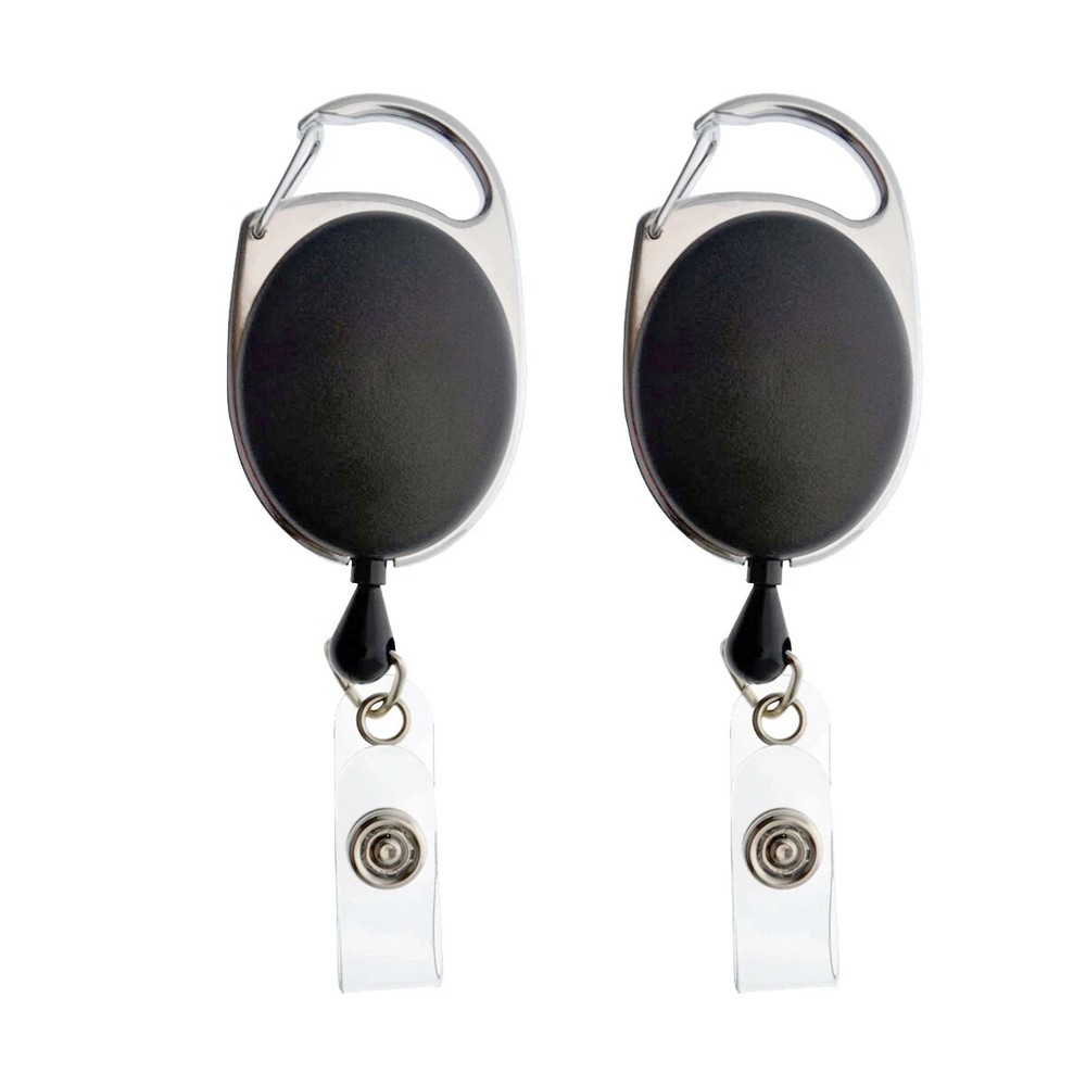 2 Pack - Premium Retractable Carabiner Badge Reel ID Holder by Specialist ID