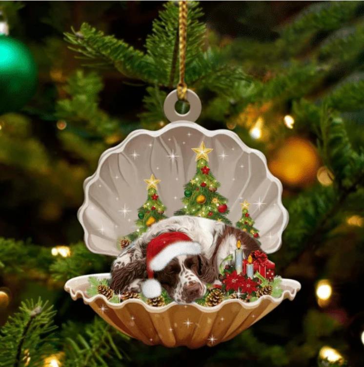 English Springer Spaniel Sleeping in Pearl Dog Christmas Ornament