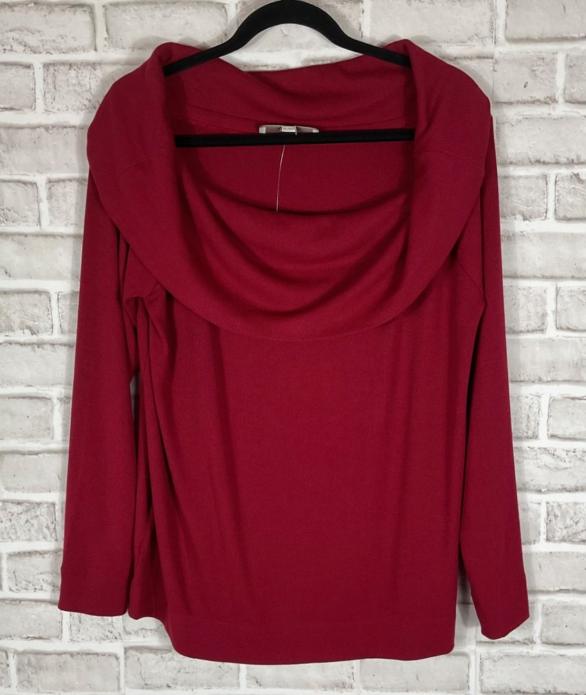 LOFT Sweater Women’s Size 2XL Red Pullover Cowl Neck Stretch Long Sleeves NWT