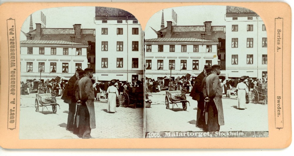 Public square in Gamla stan Stockholm Sweden Johnson Stereoview