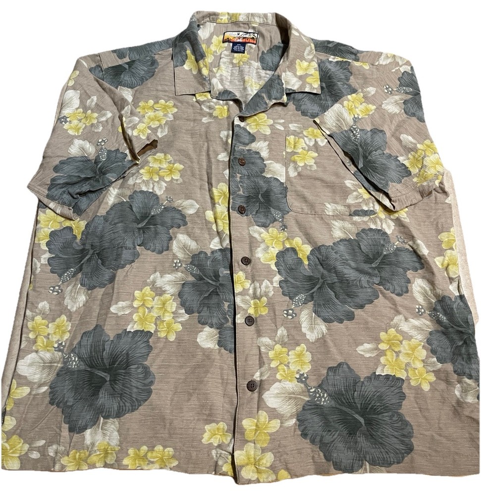 Hawaiian Button Shirt Havana Jacks Cafe Mens XXL 2XL Silk Floral Short Sleeve