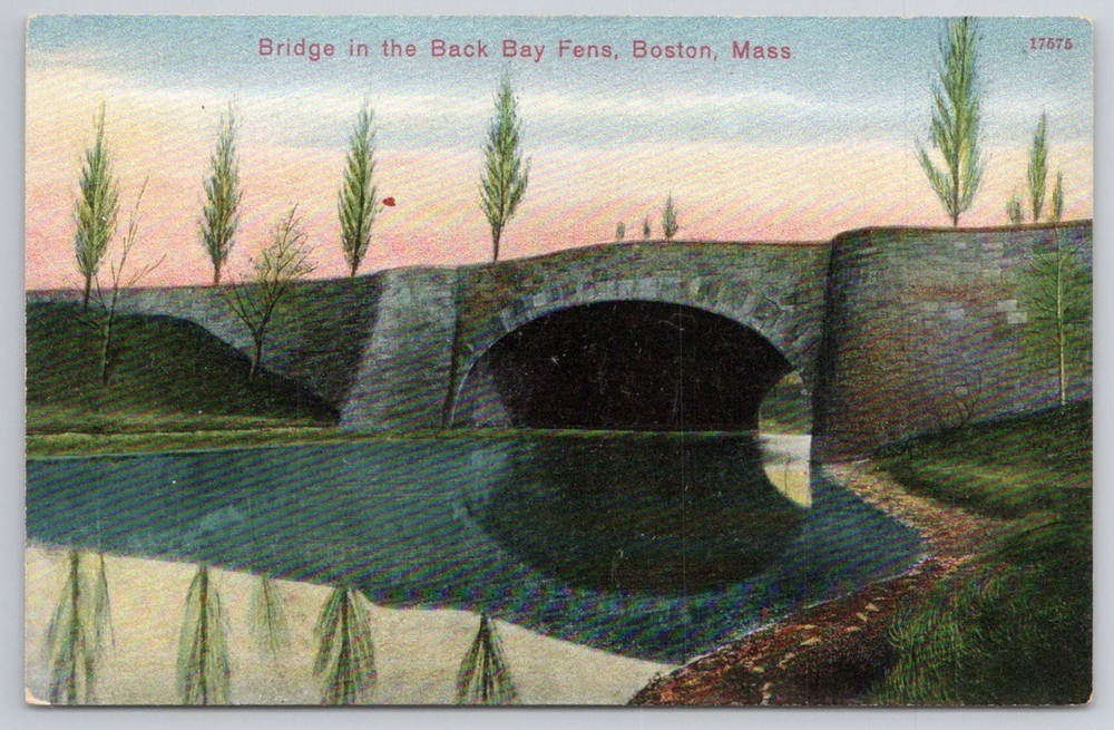 Back Bay Fens Boston MA Bridge Postcard Reicher Bros Germany Divided Back