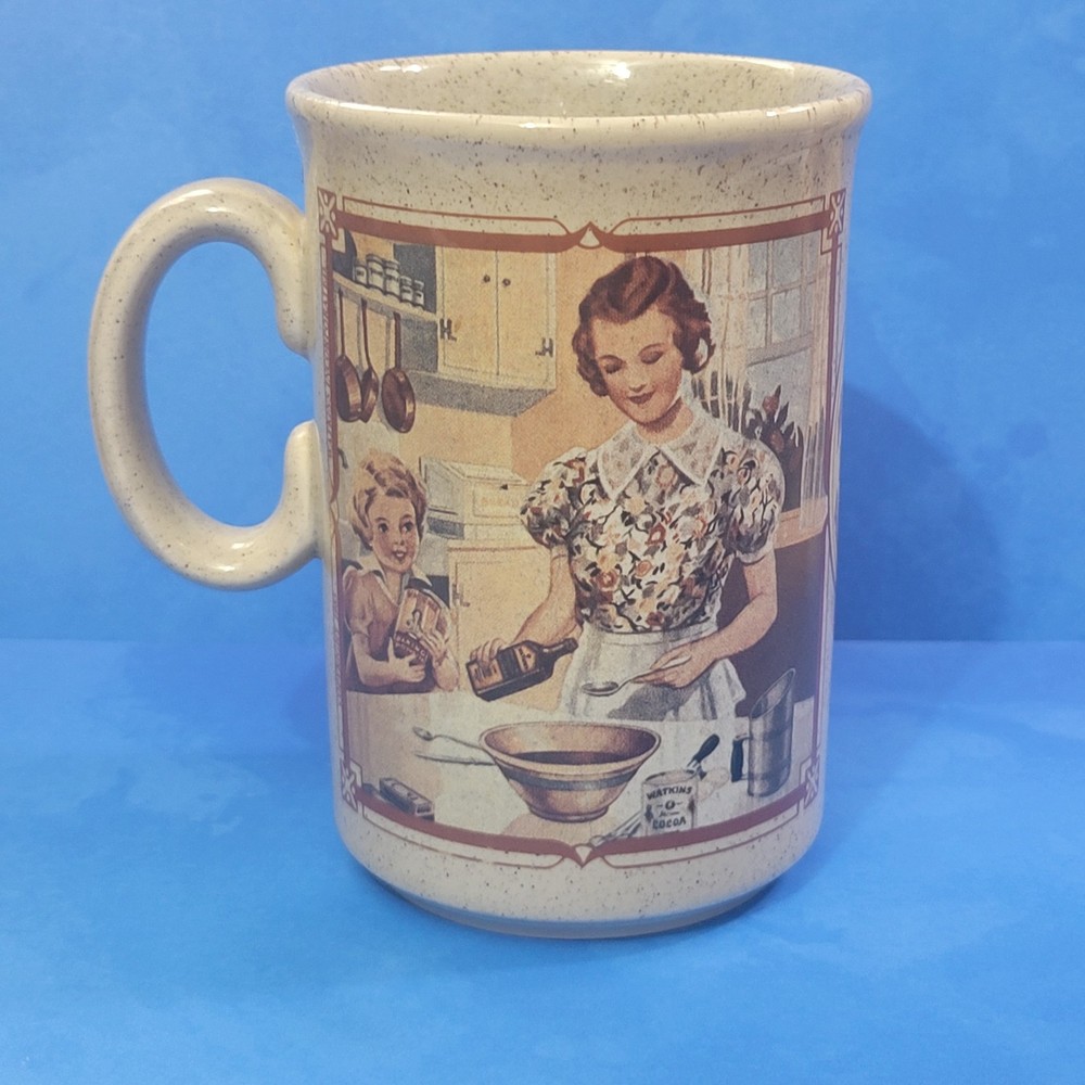 Watkins 1937 Almanac Ceramic Coffee Cup Mug Made in England 12oz - Vintage  --