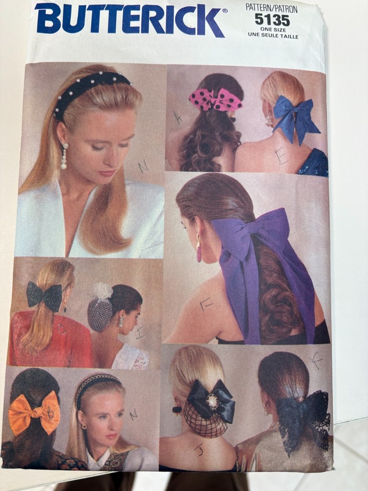 Butterick 5135  sewing pattern: Hair Bows and head bands  UNCUT
