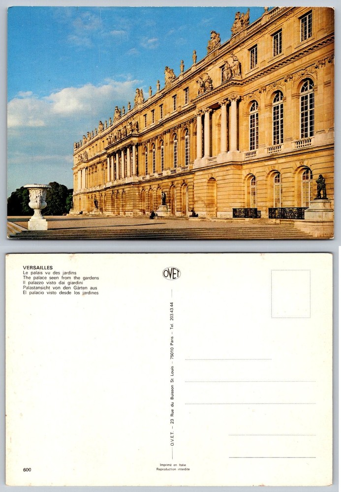 Versailles Palace Gardens View Vintage Postcard OVET France Chrome