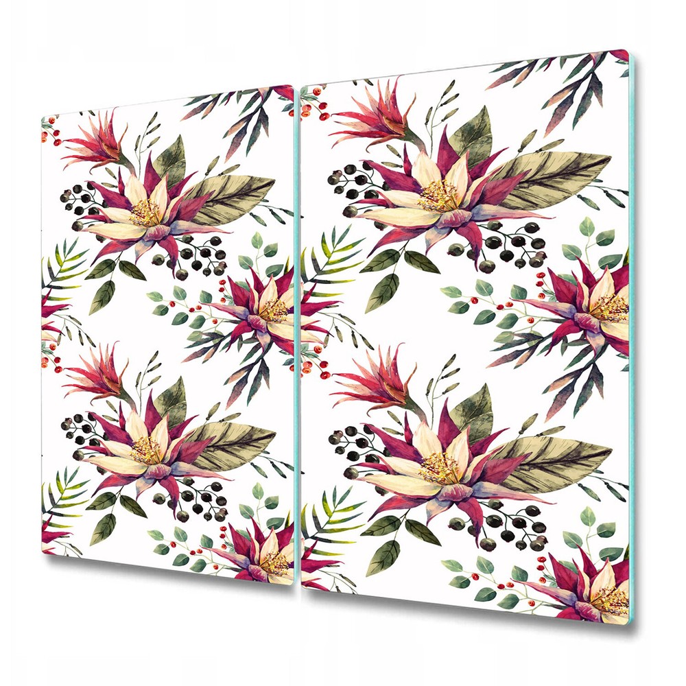 Glass Chopping Board Utensil Worktop Saver Flowers spring floral 2x30x52