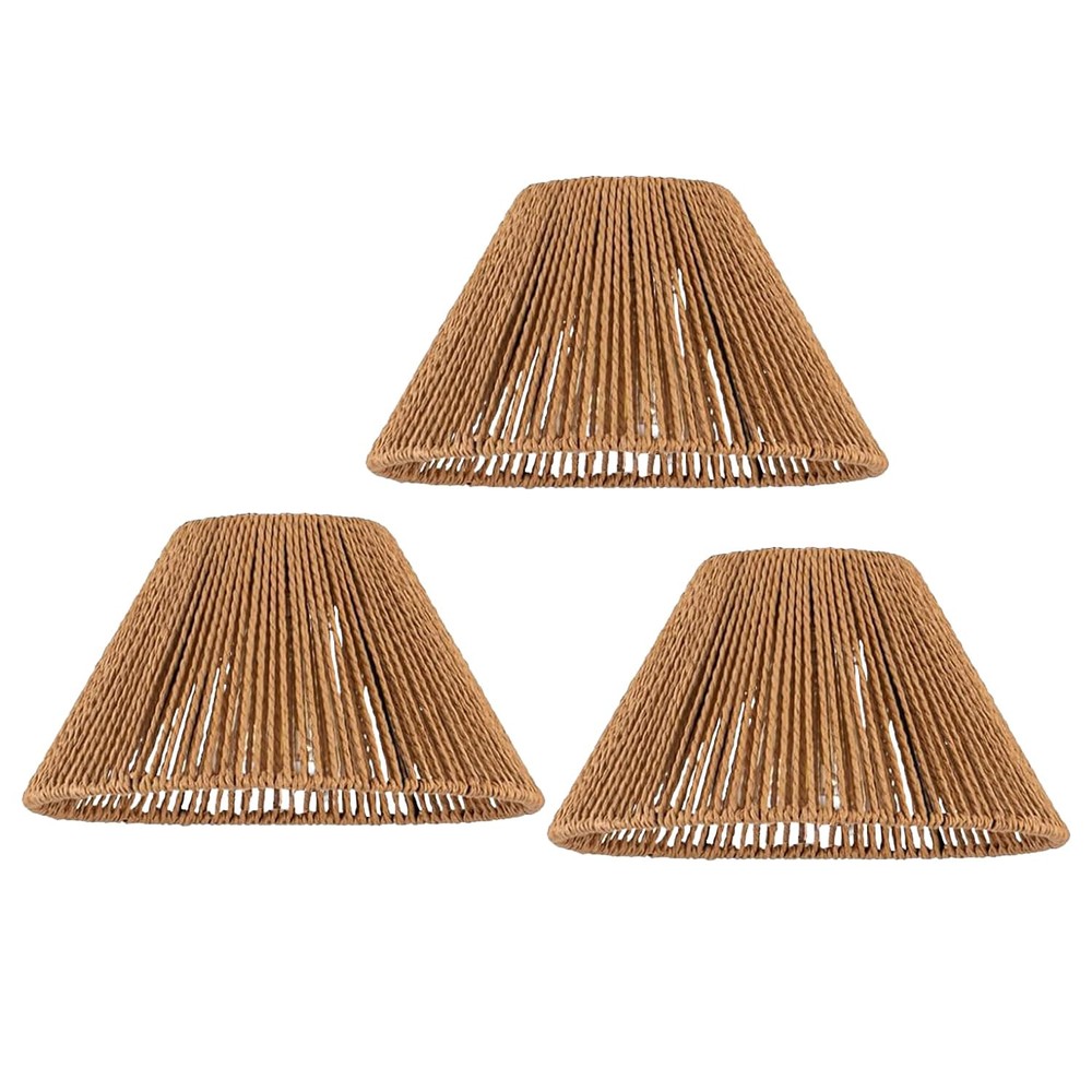 3 Boho Rattan Pendant Lamp Shades for Ceiling Fan Light Covers