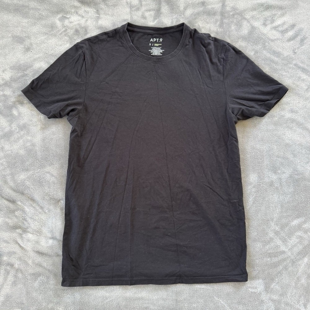 Apt. 9 Premier Flex Men's Black Solid Crew Neck Stretch T-Shirt Size S