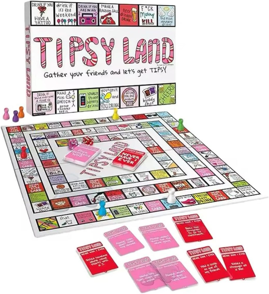 TipsyLand Drinking Game, Drinking Games for Adults, Funny Party Board Games for